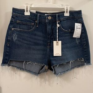 Good American Frayed Hem Blue Jean Shorts